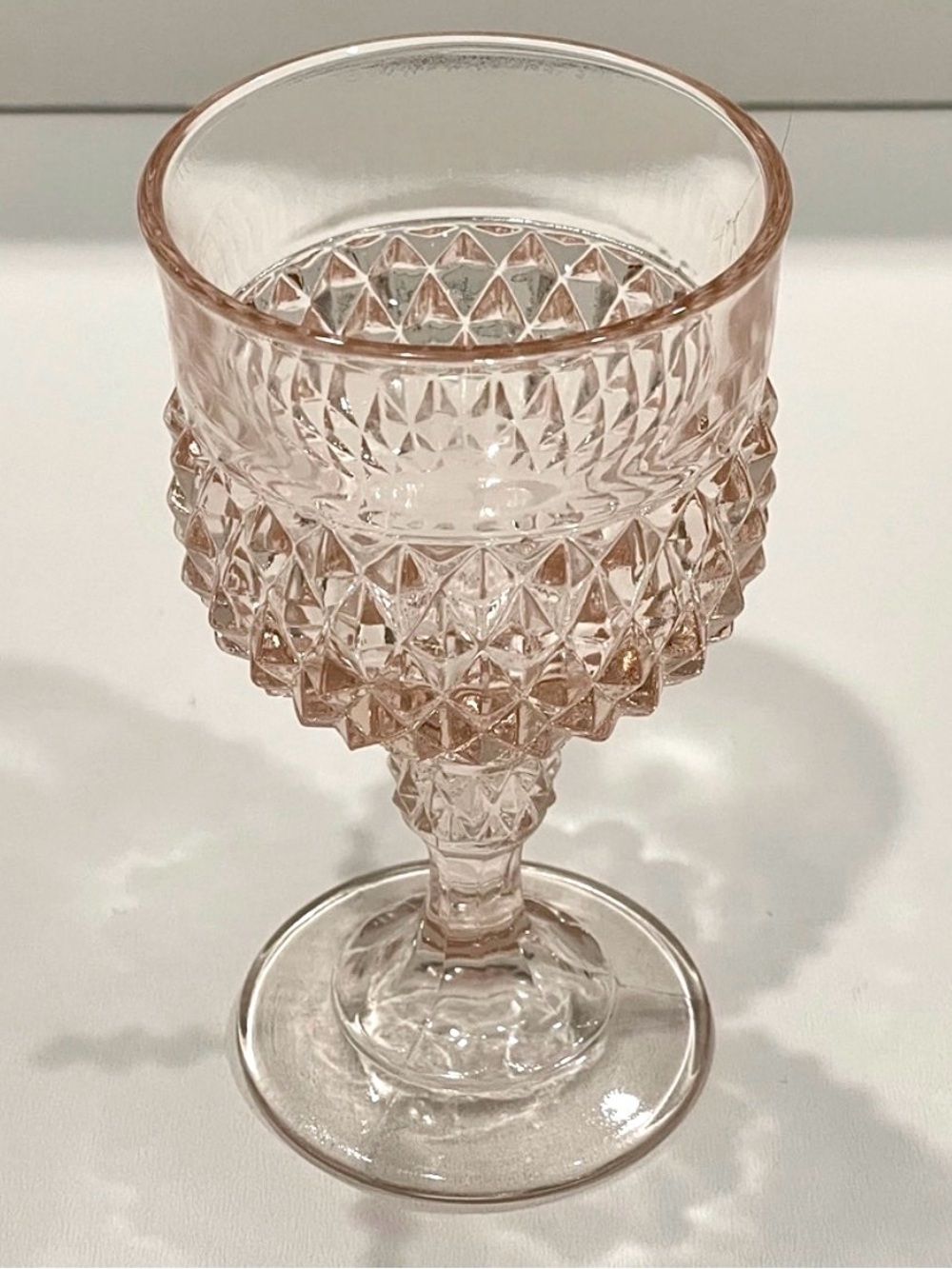 🥳BOGO! Indiana Glass “Diamond Point Pink” Water Goblet | Pink Depression Glass